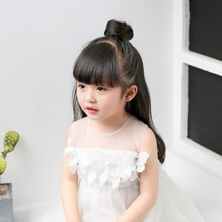 超小发包抓夹半丸子头公主双丸子 儿童假发 女童 潮妞发饰花苞头