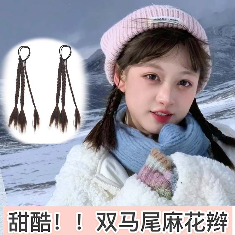 甜酷女孩自然麻花辫鱼骨辫子女团辣妹假发脏辫双马尾