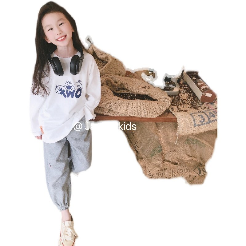 韩国jasper品牌童装2021秋装男女中大童亲亲子装t恤