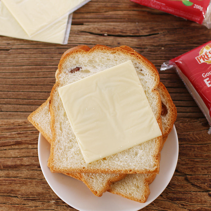 总统埃曼塔奶酪10片装200g进口大孔芝士切片夹面芝士新