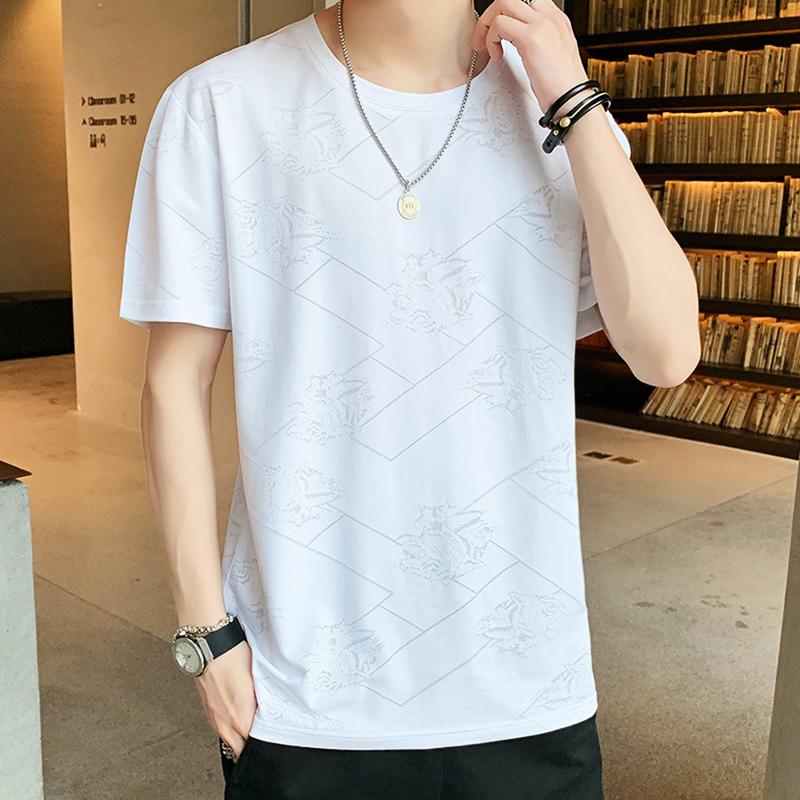 男士短袖T恤冰丝清凉透气内搭体恤上衣潮韩版ins半袖衣服打底白t