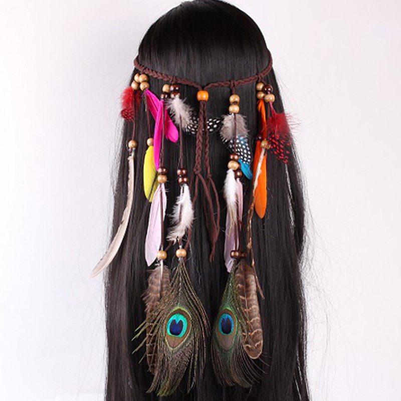 北美洲原始部落土著印第安人公主cos编织头饰发带辫子发饰