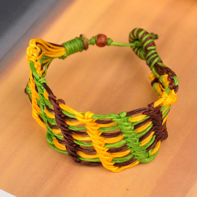 泰国创意民族特色木珠蜡绳手链式手环云南旅游纪念品手链