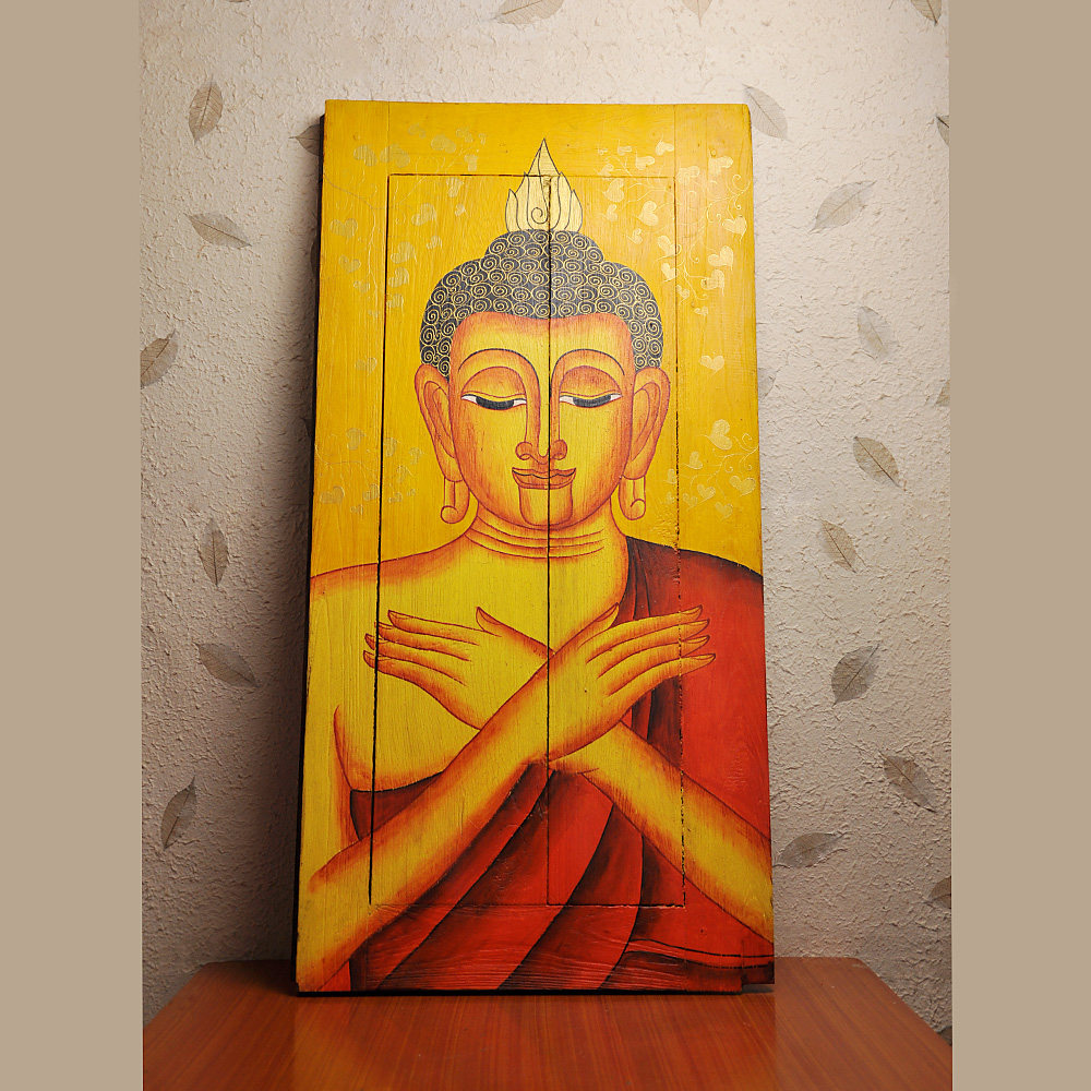 包邮泰国原木手绘佛像壁挂画板家居特色个性现代装饰画