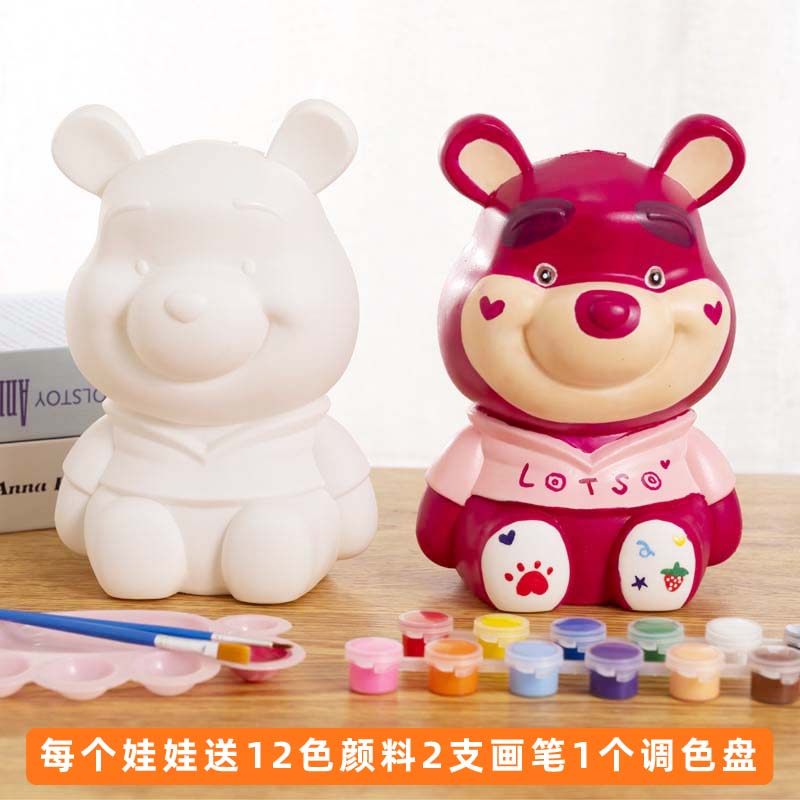 儿童diy手工涂色不坏石膏娃娃彩绘涂鸦白胚白模填色