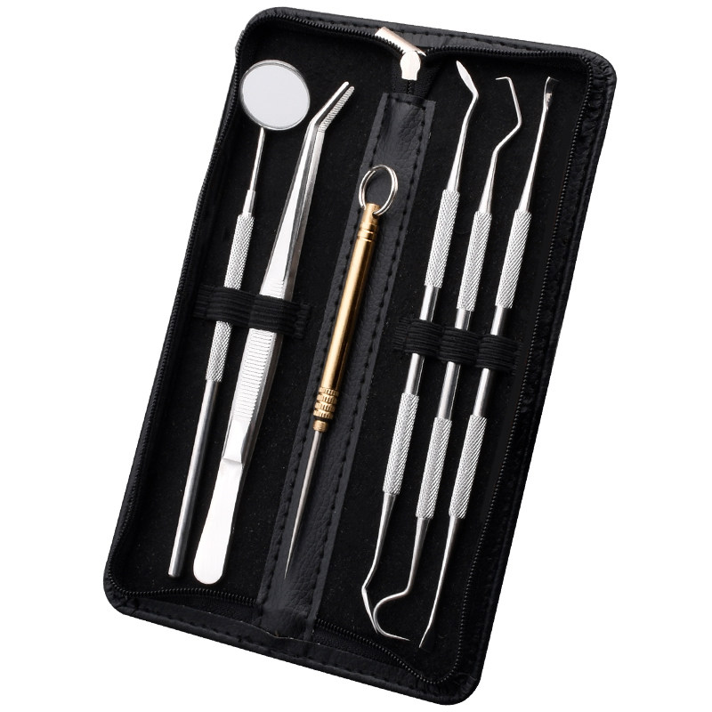 牙签剔牙工具抠牙神器不锈钢套装掏牙结石钛金牙签