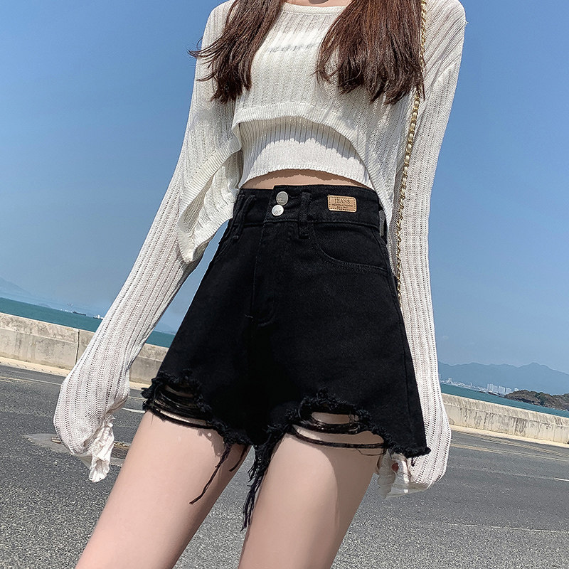 高腰短裤牛仔女超显瘦2021年夏季新款宽松超短牛仔裤