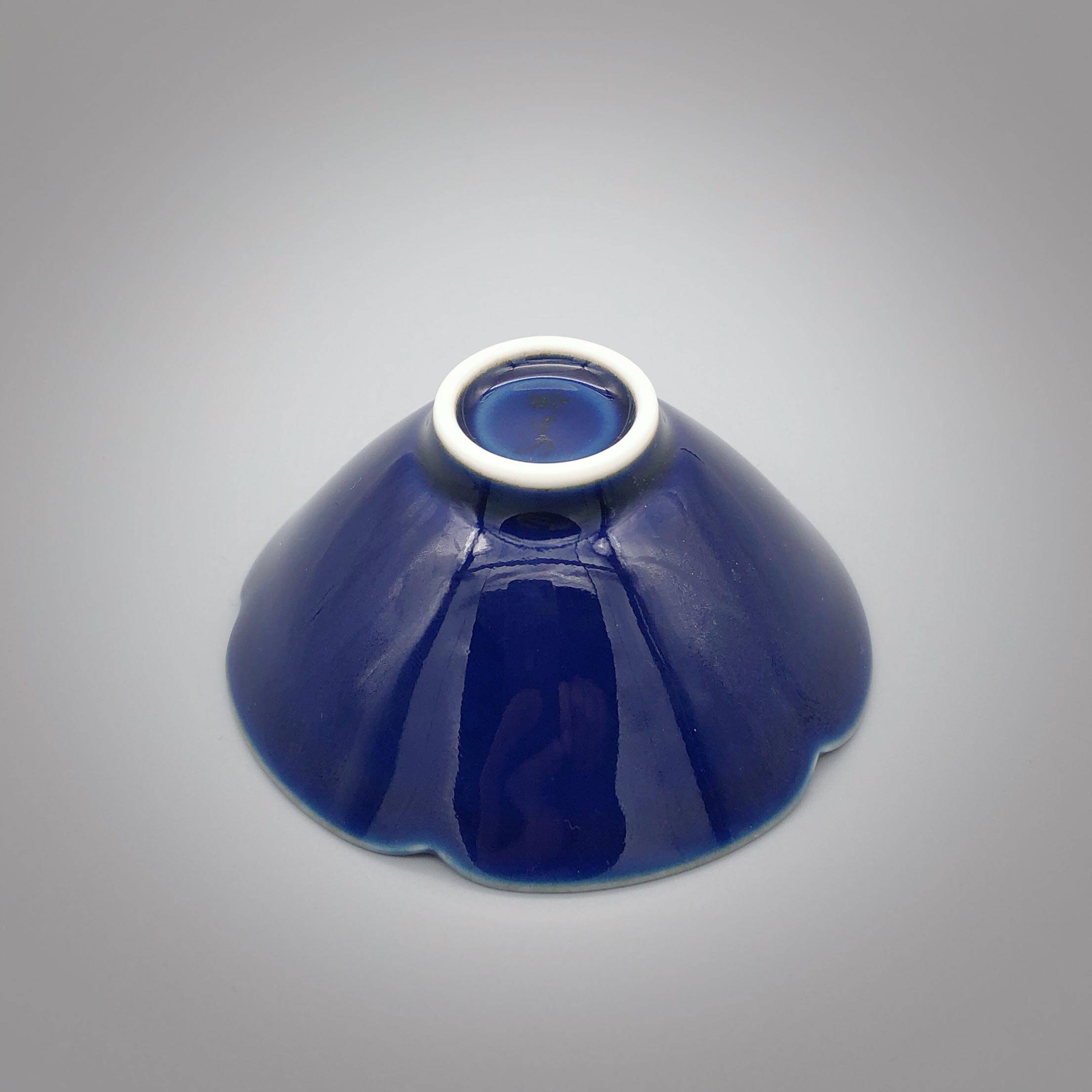 台湾晓芳正品早期霁蓝斗笠蓝底现货茶杯