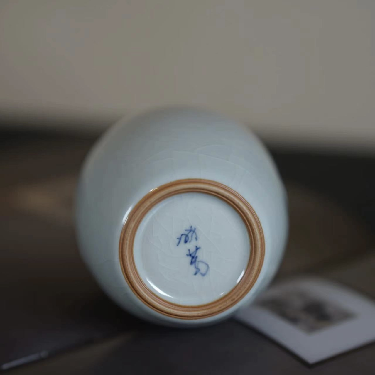 现货晓芳窑汝窑天开片大月月牙茶叶罐茶具茶杯办公室茶叶罐