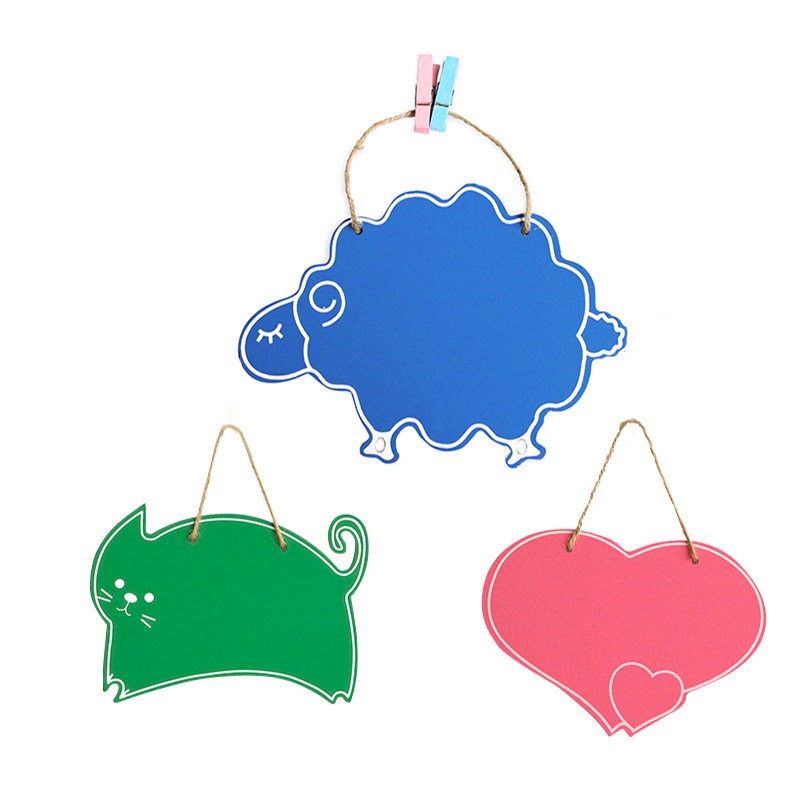 木制彩色白板咖啡厅装饰挂件小黑板可爱创意动物白板