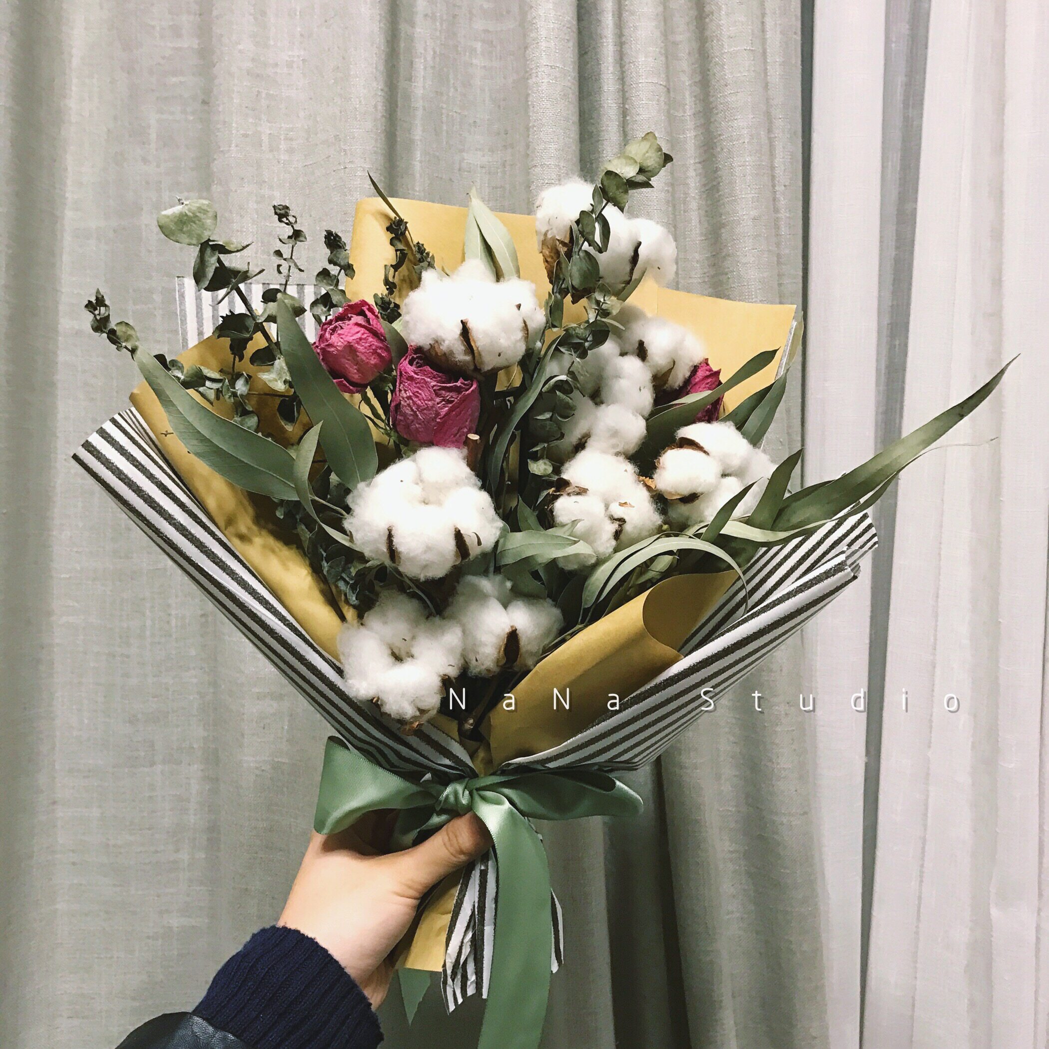 nana 鬼怪同款棉花干花花束情人节女友闺蜜朋友节日生日礼物礼盒