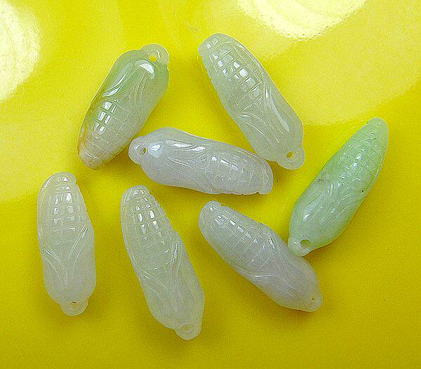 精美玉石缅甸翡翠玉米吊坠手工diy配件饰品项坠