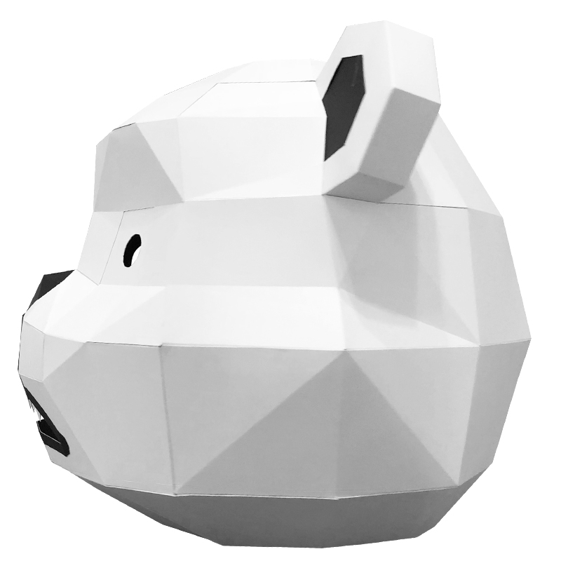 圣诞节可爱熊猫纸模动物头套手工diy搞怪全脸面具舞会表演道具ins