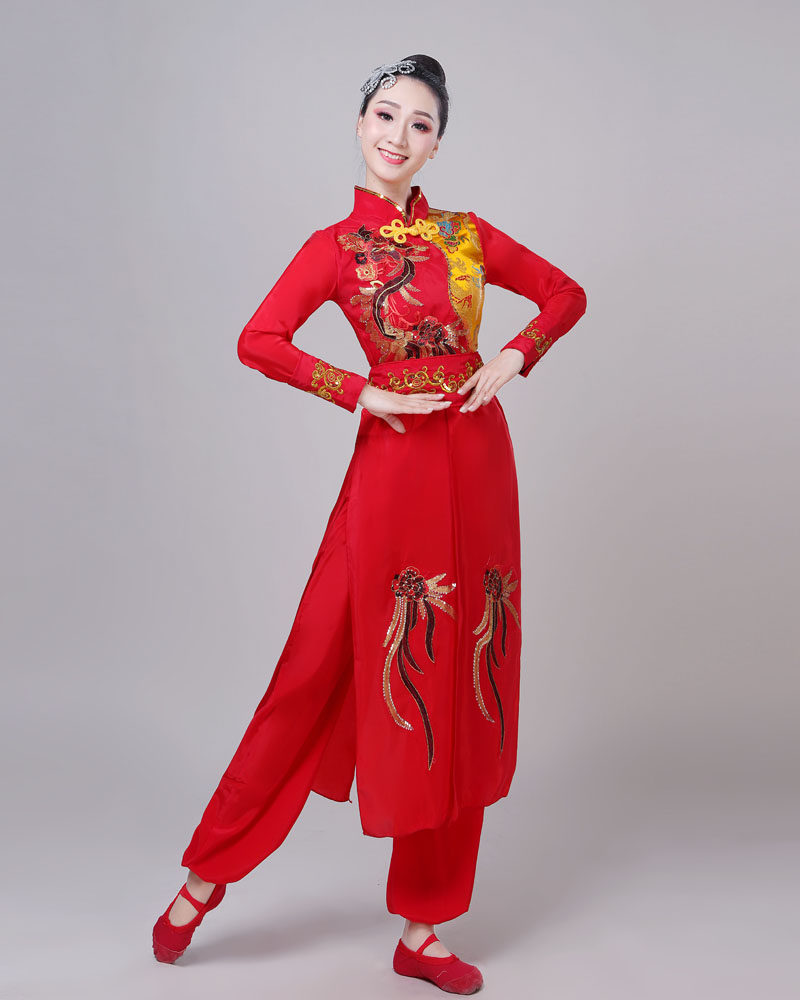 新款打鼓演出男女成人鼓舞喜庆舞蹈腰鼓服装民族服装
