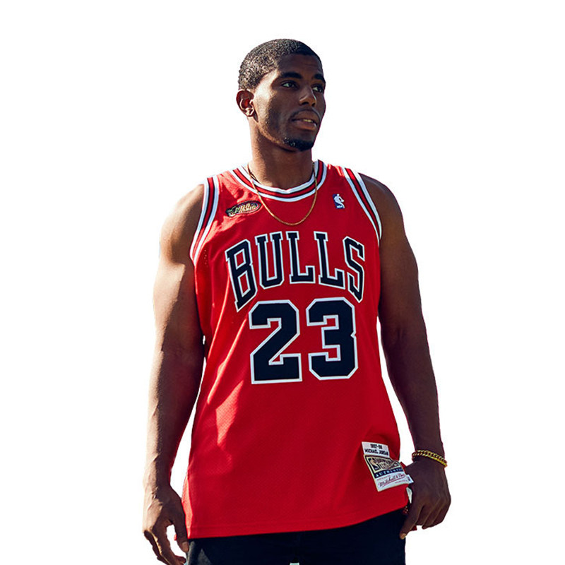 mitchell&ness乔丹97年公牛mn宽松复古球衣au篮球服bf风 潮