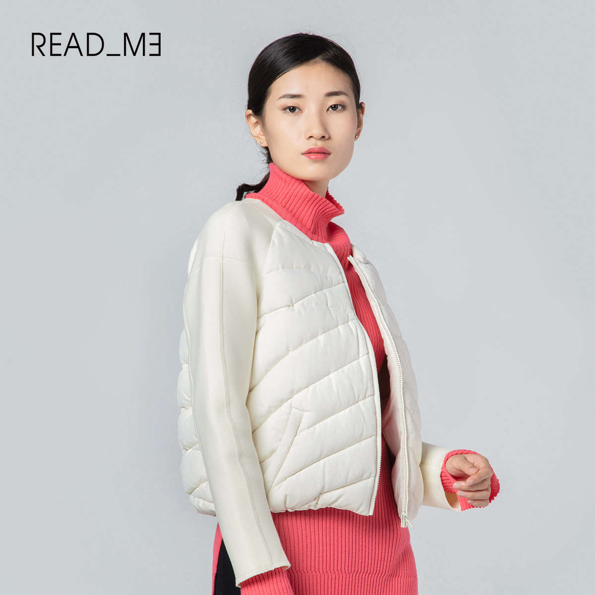 read_me读我秋冬季休闲简约相拼短款羽绒服11407414 - readme女装旗舰