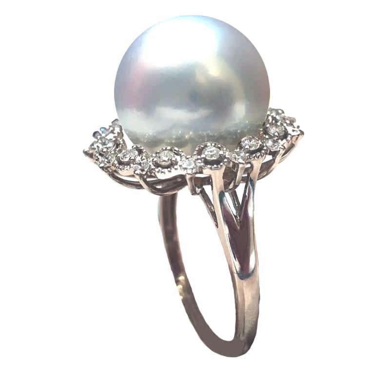 澳洲18k太阳花钻石金钻石正圆南洋13-14mm颈饰