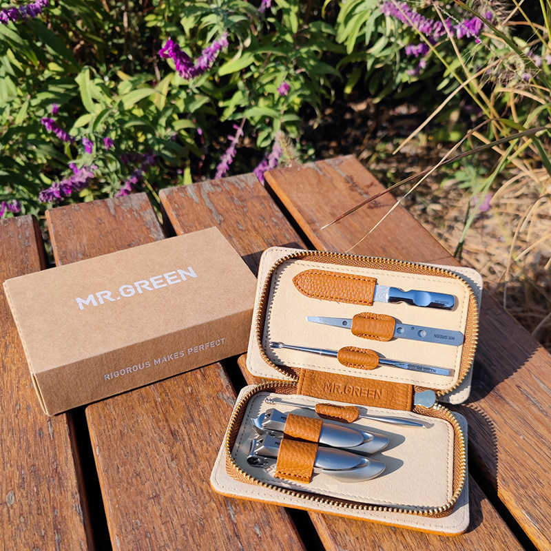德国mrgreen格林先生进口防飞溅指甲刀美甲护理工具真皮6件套