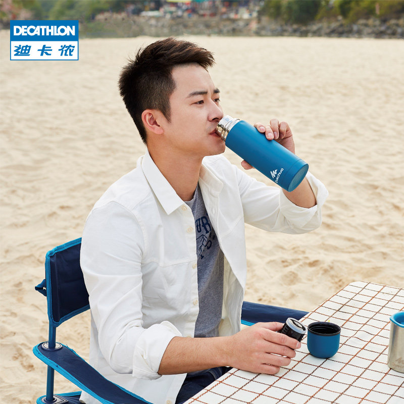 迪卡侬户外保温水壶旅行运动保温杯登山便携大容量水壶