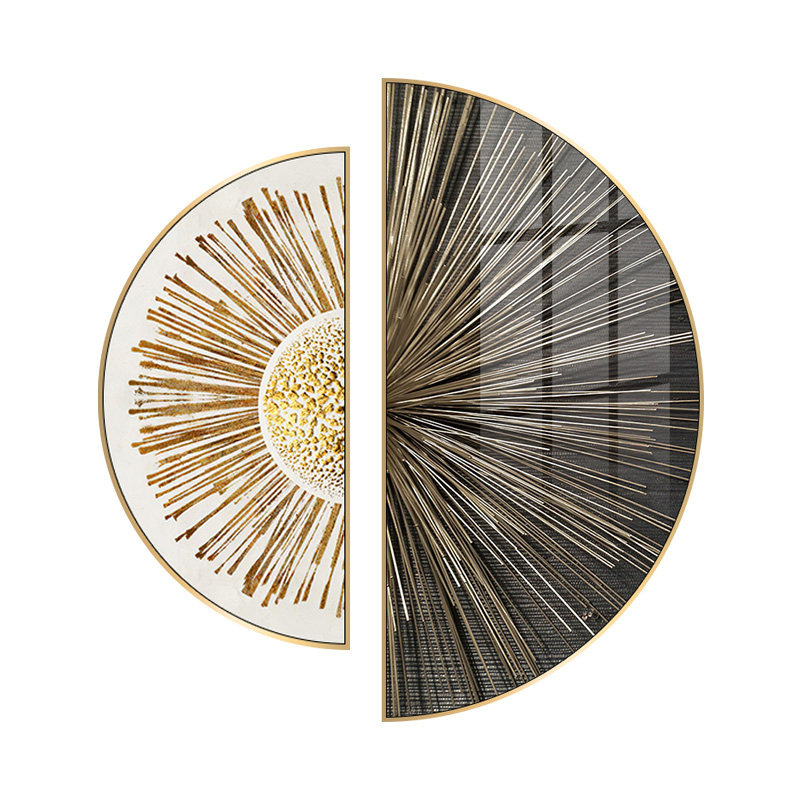 铭金轻奢创意半圆走廊装饰画抽象组合客厅沙发现代装饰画