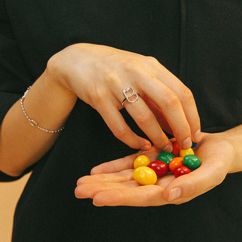 ooakcityglamii金属质感趣味易拉罐拉环戒指开口戒指