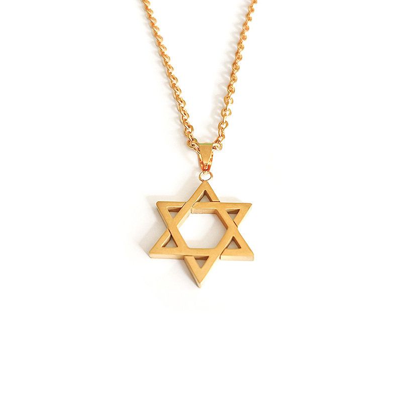 项链blacktoo金色六芒星简约情侣复古钛钢饰品学生项链