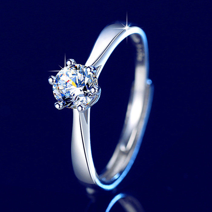 晶丝莹 莫桑钻石 d色钻戒