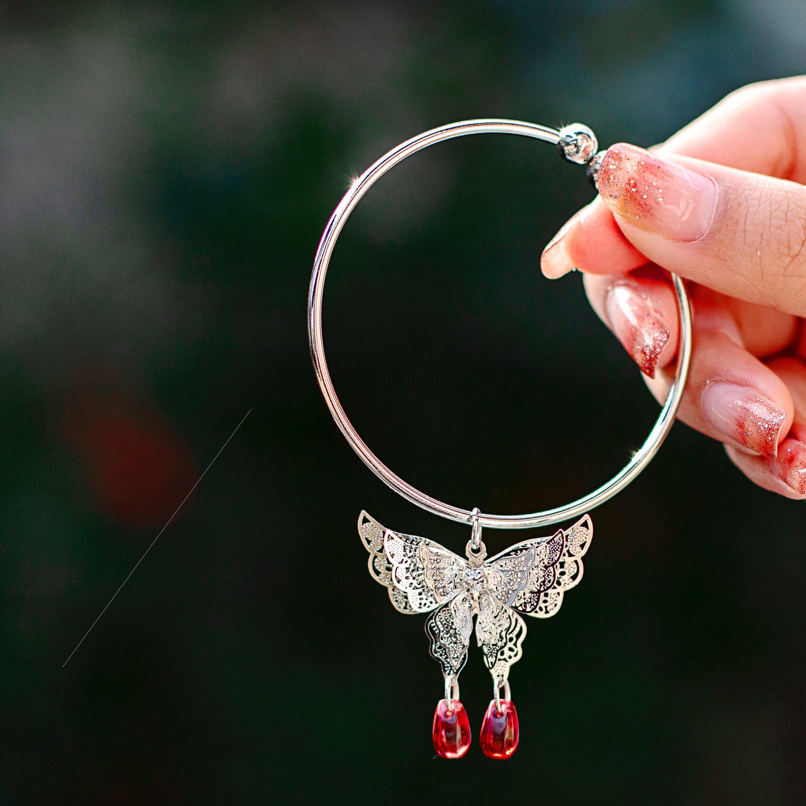 天官赐福花城谢怜饰品衍生手镯挂件cos银蝶手镯