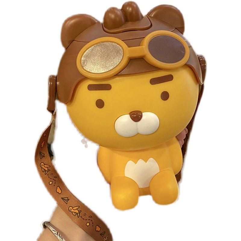 正版kakao狮子水杯网红夏季吸管卡通儿童ins吸管杯