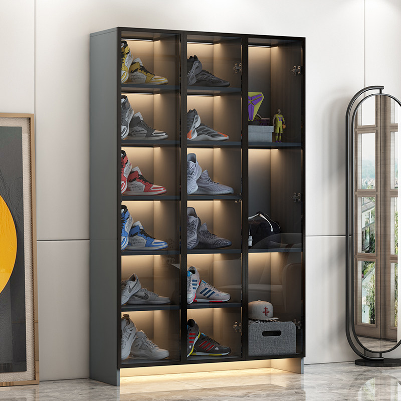 客厅手办展示柜透明玻璃玻璃鞋鞋柜收纳玩具储物商用展示柜