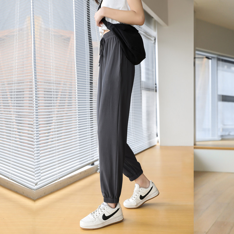 束脚运动裤女夏季薄款冰丝休闲凉凉小个子宽松休闲裤