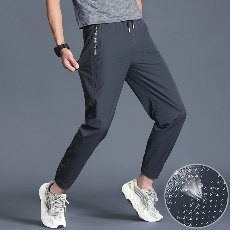 运动长裤男速干夏季薄款休闲宽松冰丝跑步束脚梭织透气女九分裤子