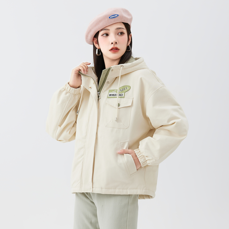 快鱼2022冬季新款薄款连工装棉衣休闲夹克洋气棉衣