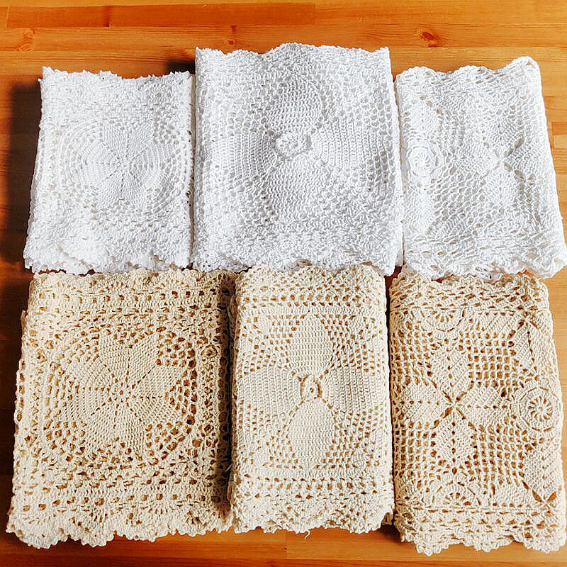 北欧欧风纯棉棉线手工钩针桌旗床旗桌布钩花桌旗