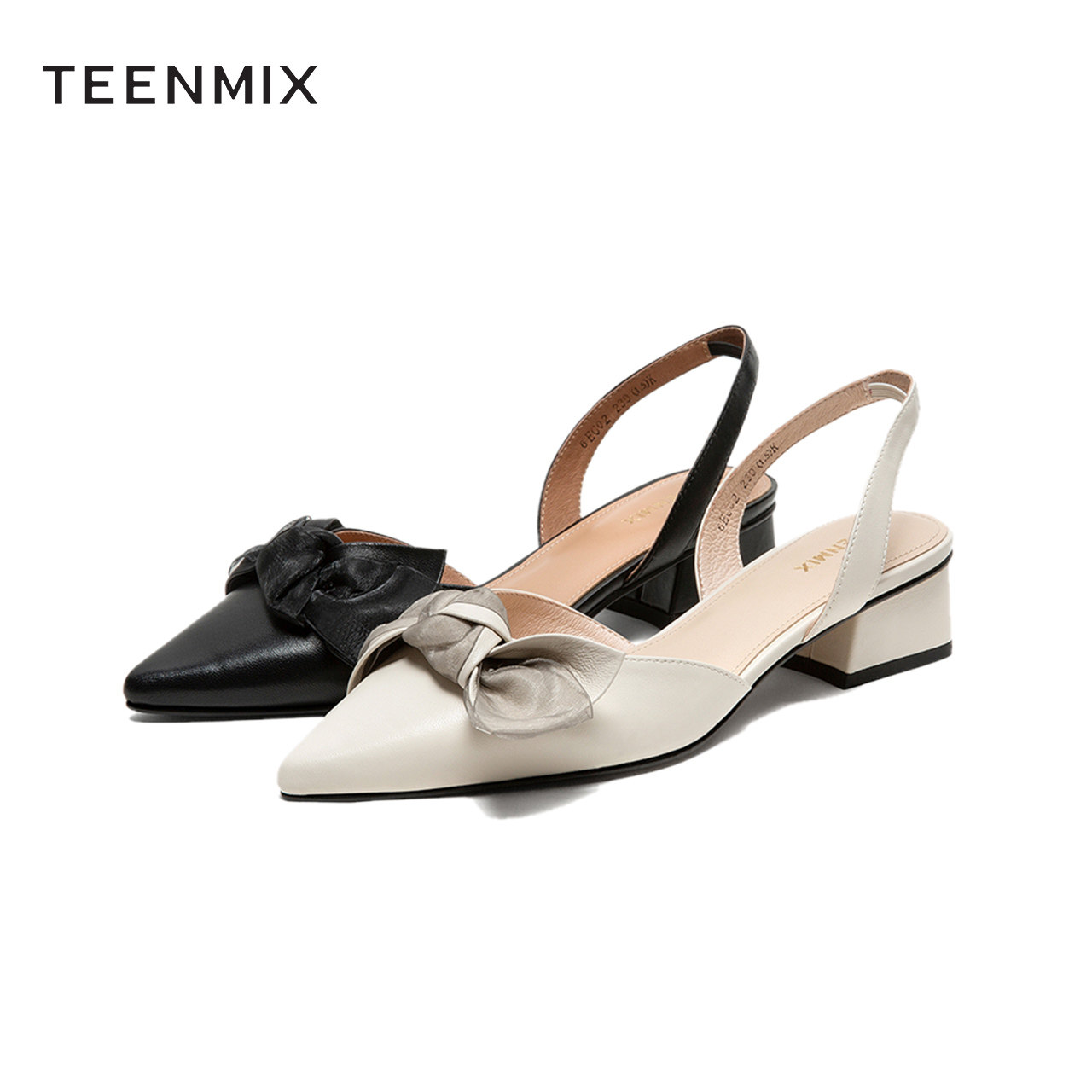 天美意尖头凉鞋女仙女风 蝴蝶结休闲单鞋2020夏季新款6ec02bh0