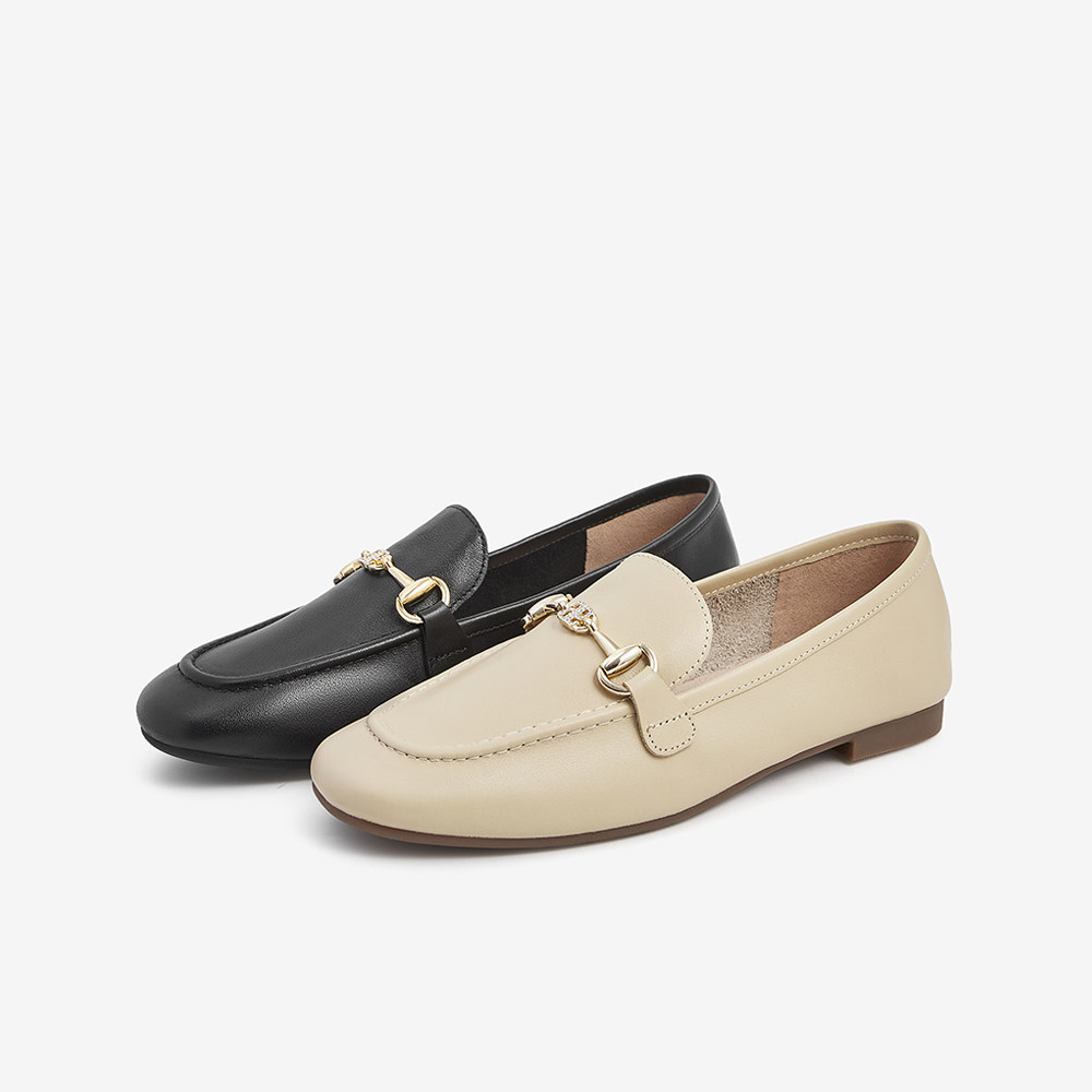 tata他她时尚乐福鞋小皮鞋百搭休闲平底女鞋乐福鞋豆豆鞋