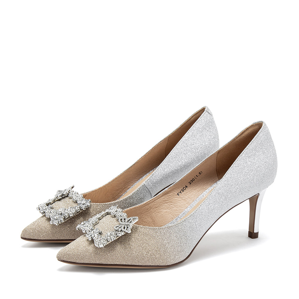 tata/他她2019秋专柜同款细高跟鞋婚鞋水钻尖头单鞋女fy3c4cq9