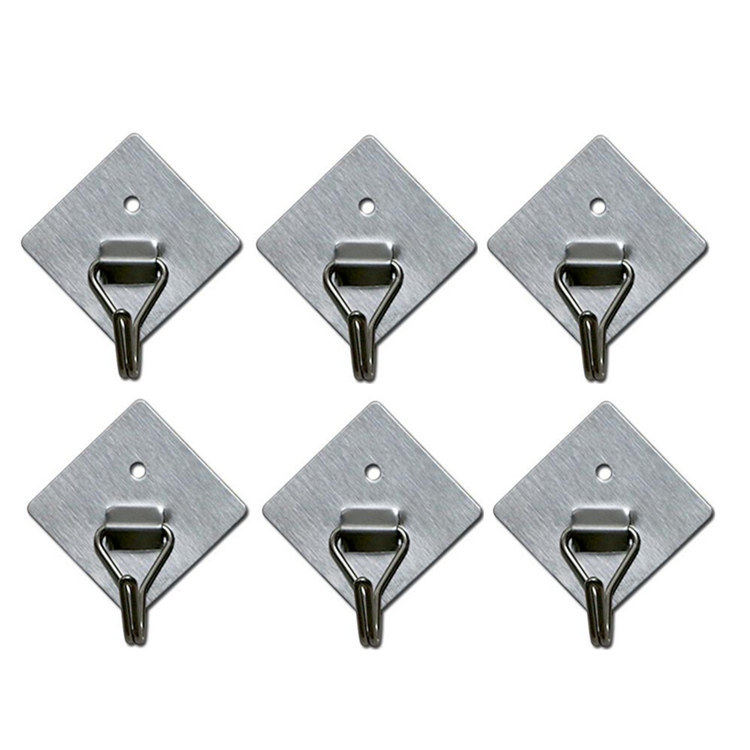 挂钩强力粘钩套装不锈钢粘胶活动无痕门后衣服挂钩