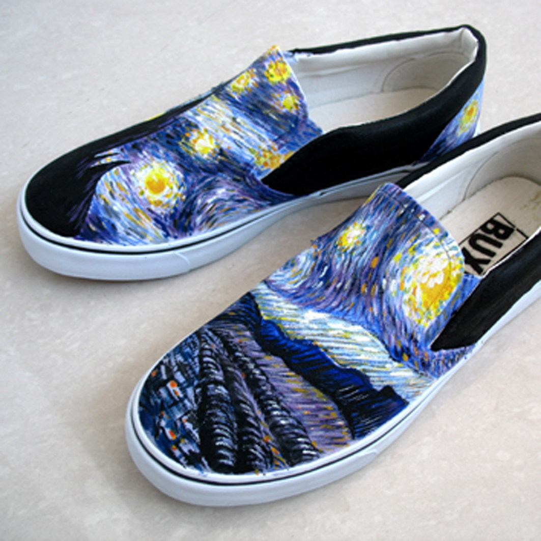 2021梵高星空涂鸦手绘vangogh定制帆布布鞋单鞋