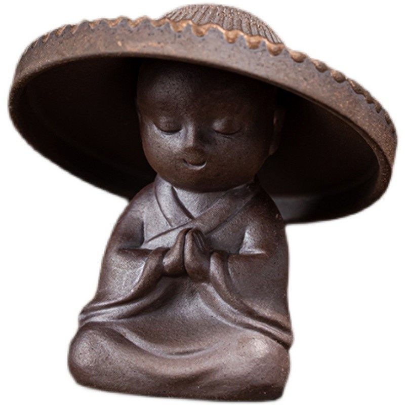茶漏茶宠斗笠渔翁小和尚通用两用茶宠摆件