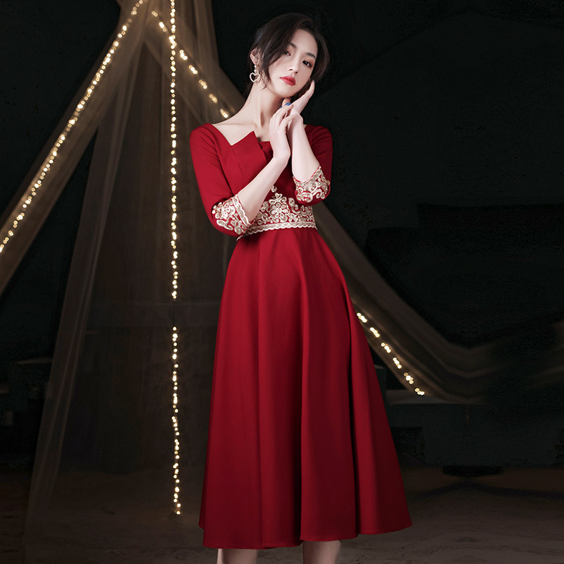敬酒便装结婚礼结婚连衣裙女装订婚衣服回门红色礼服
