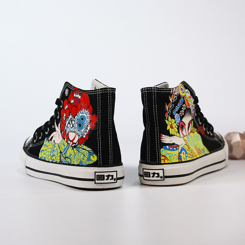 回力花木兰联名复古古国潮风京剧休闲高帮帆布鞋帆布鞋