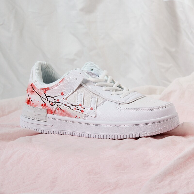 回力ow联名樱花女鞋空军一号板鞋手绘2021春夏板鞋