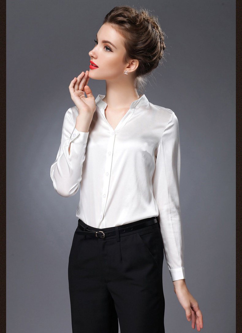 厂家直销新款通勤女式桑蚕蚕丝重磅真丝衬衫衬衫