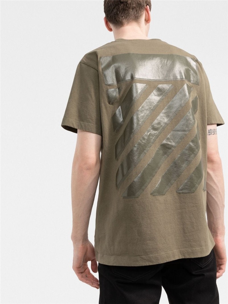 offwhiteow美式潮牌街头纯棉条纹印花男女t恤