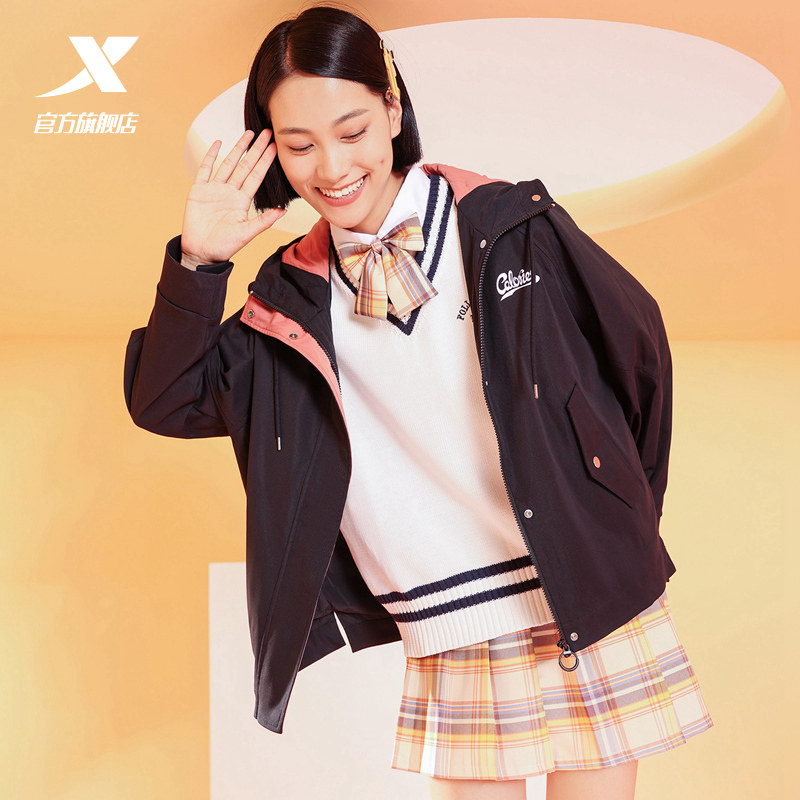 特步外套2021秋季新款次元甜心女装休闲百搭运动风衣