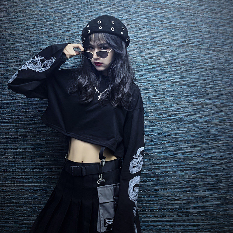 酷酷风格女装黑暗帅气套装秋季电竞少女jk半身裙