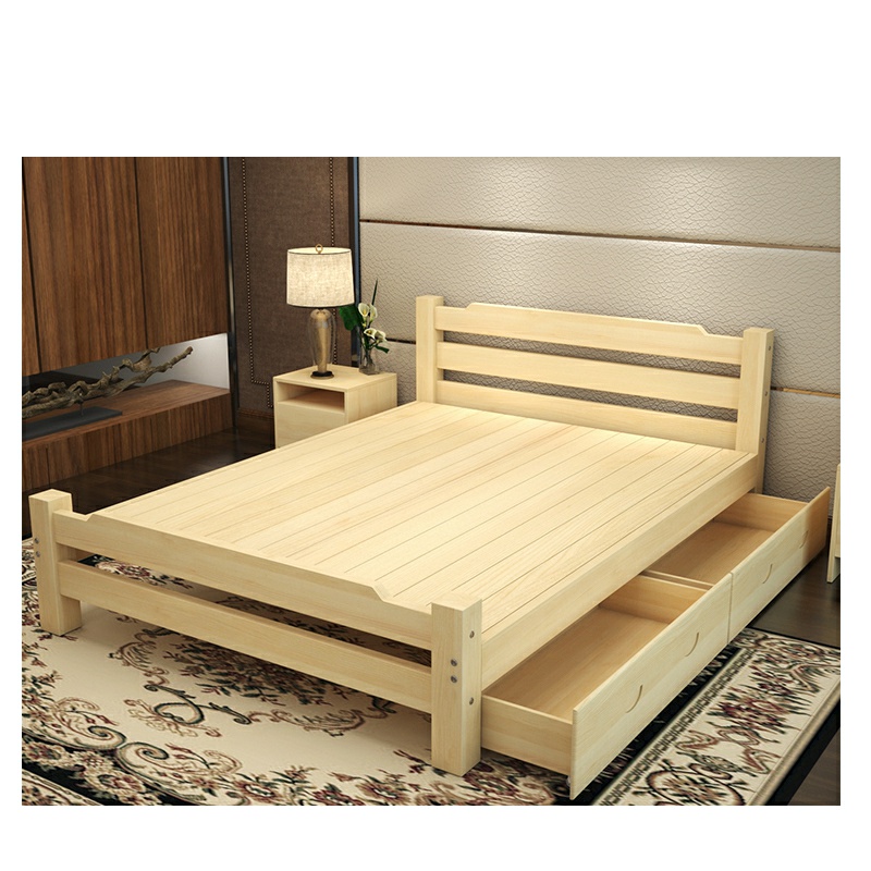 实木床1.5米简约经济型木板床家用1米1.2出租房用小户型单人床