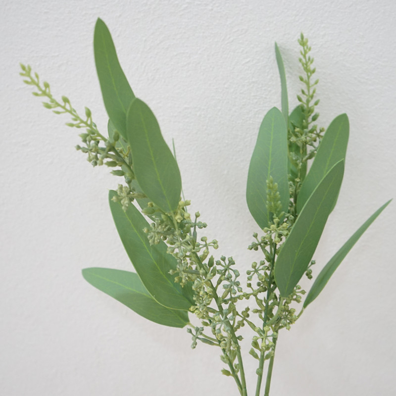 超手手感高质仿真植物小米米果桉树树叶带果仿真绿植