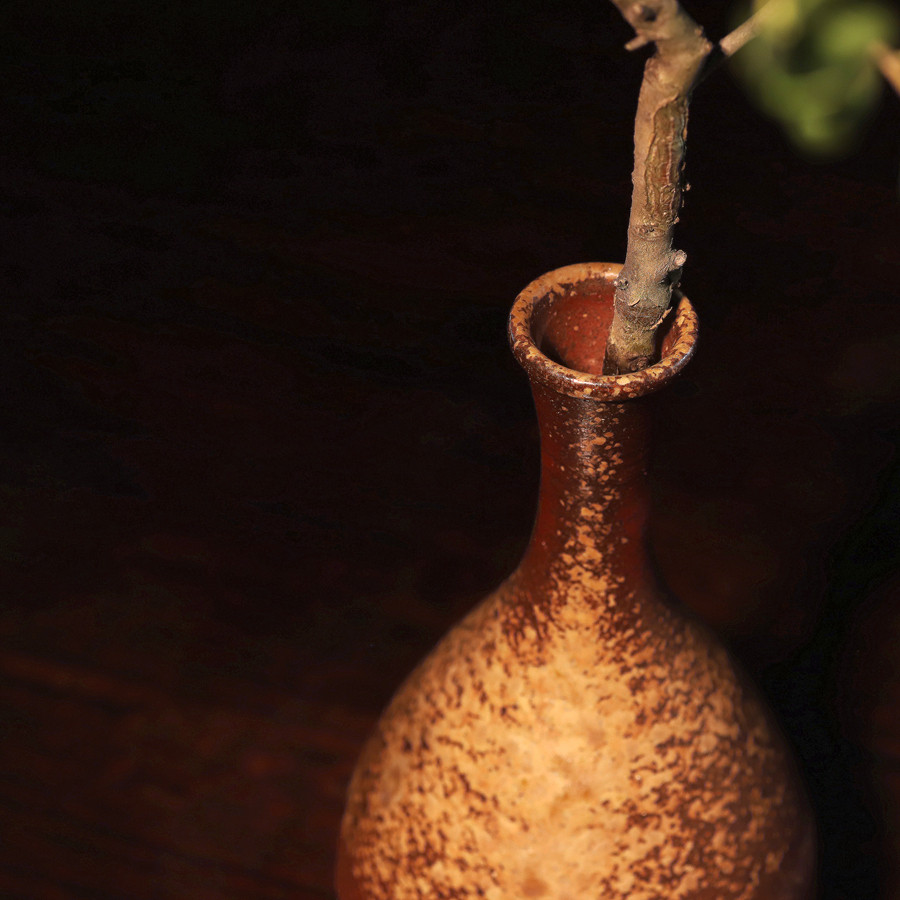 器满日本回流备前鹤首花器花入花瓶花瓶